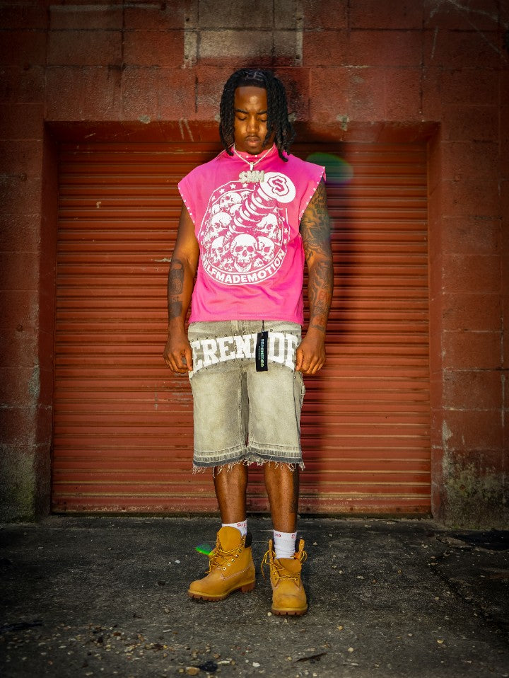 Pink 'Skull' Rhinestone Sleeveless Tee