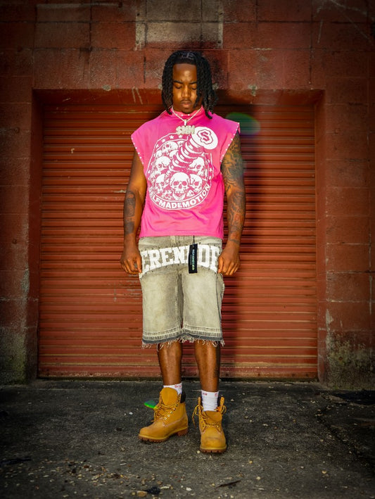 Pink 'Skull' Rhinestone Sleeveless Tee