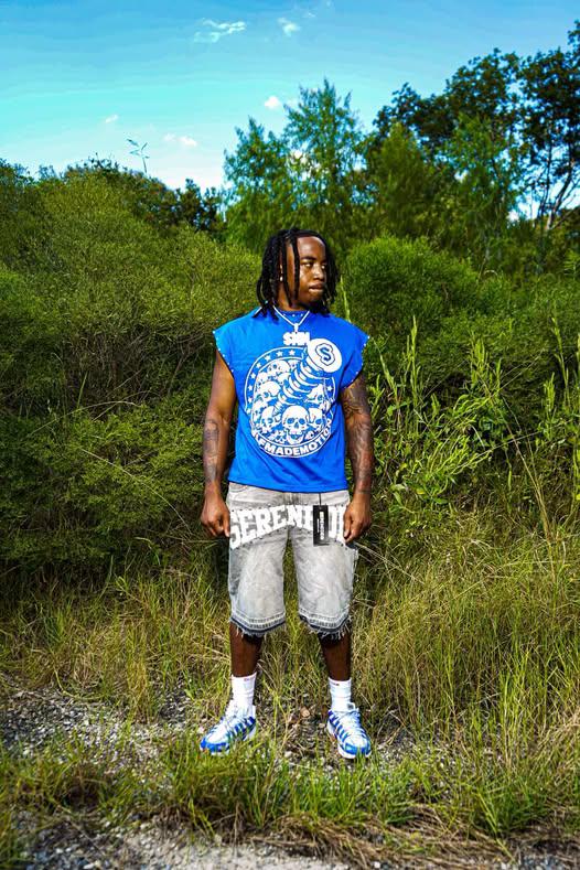 Blue 'Skull' Rhinestone Sleeveless Tee